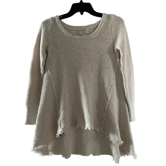 Women’s Ruby Moon Oatmeal Cream Fringe Cotton Sweater Size Small - Picture 1 of 4